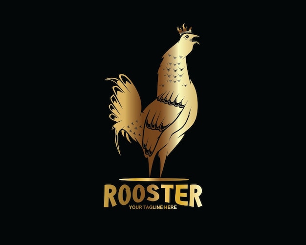 rooster logo with gold color