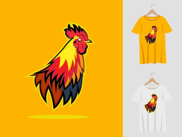 Rooster mascot with t-shirts