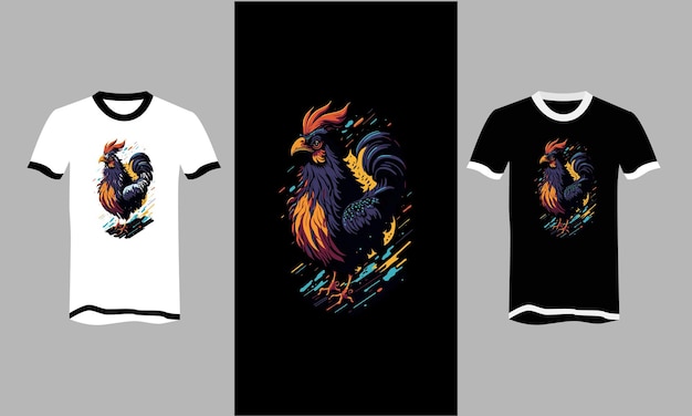 Rooster Paint Water Color Graphic Design Logo Design T Shirt Design