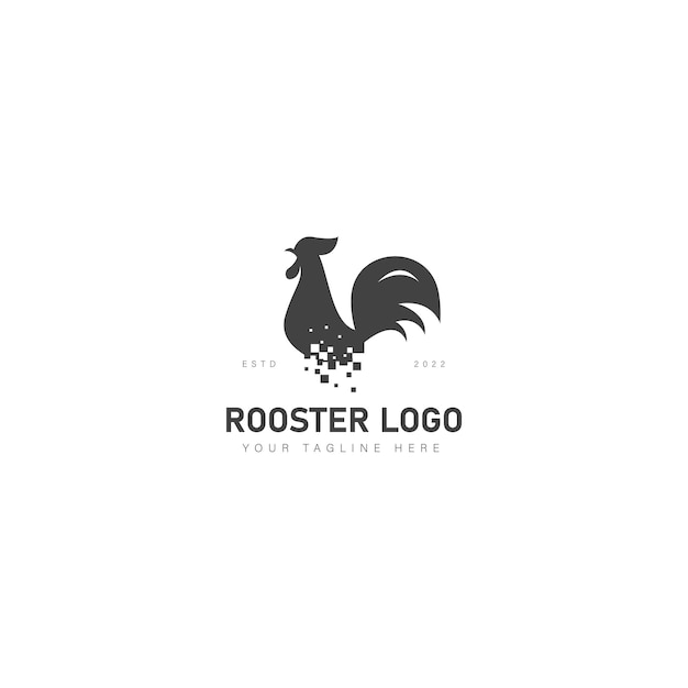 Rooster pixel logo design illustration icon