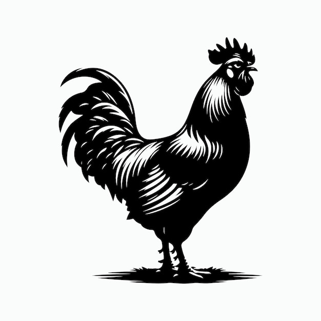 Rooster silhouette illustration on white background