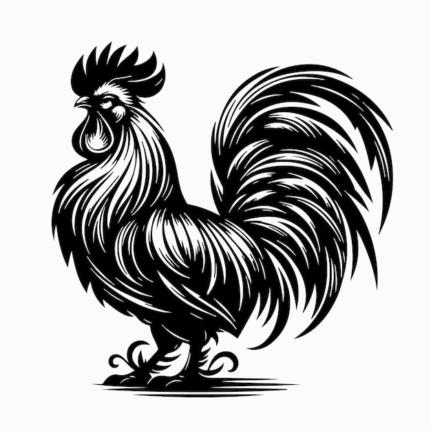 Rooster silhouette illustration on white background