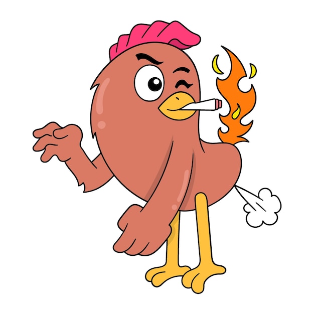 Rooster smoking doodle icon image kawaii