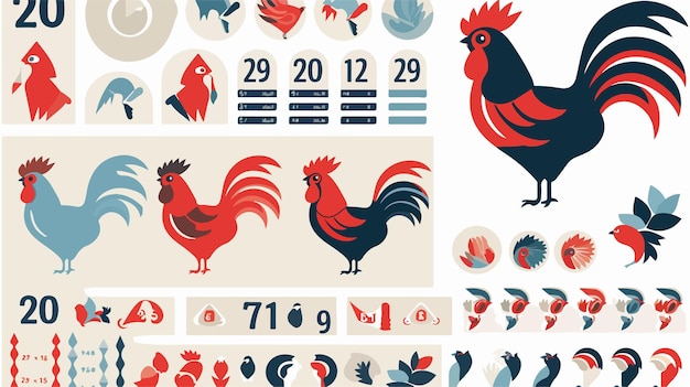 Vector rooster warning pictograph 2017 new year bonus