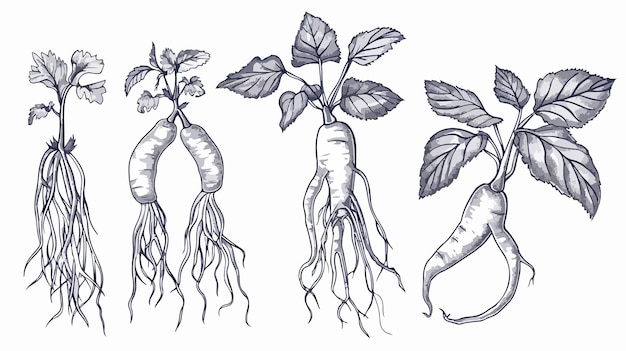 Vector the roots of a carrot are drawn by hand