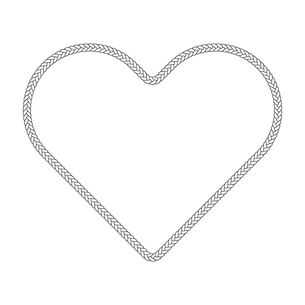 Rope border heart love pattern frame vector illustration