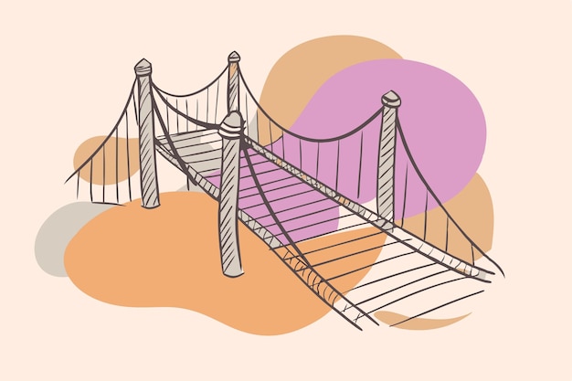 rope bridge vector illustration