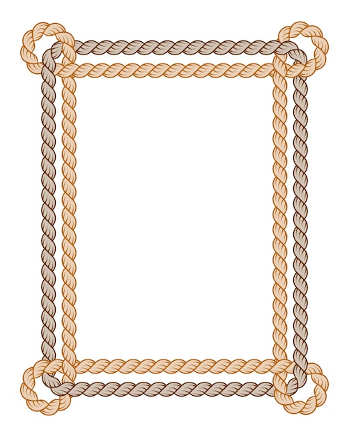 Rope Frame Vector Design with Twisted Brown and Beige Ropes in a Decorative Border Style