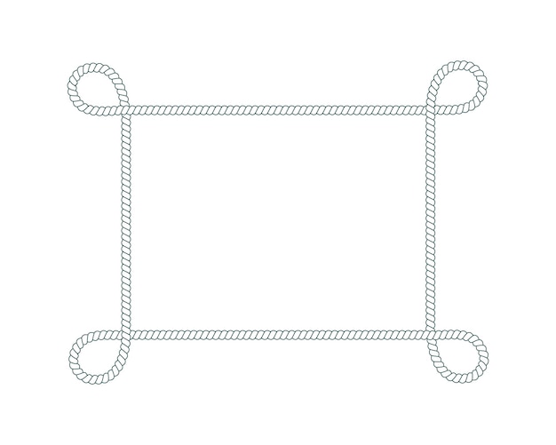 Rope frame with loops Rectangle shape in retro yacht style Nautical design element