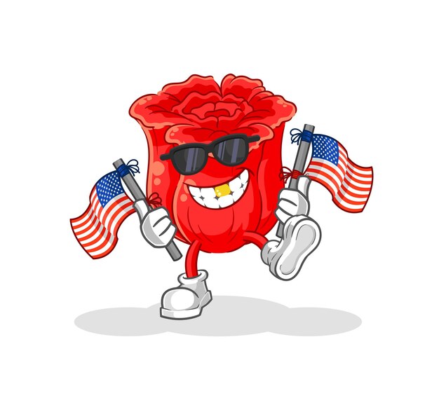 Rose american youth cartoon mascot vector