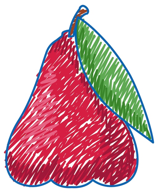 Rose apple pencil colour child scribble style