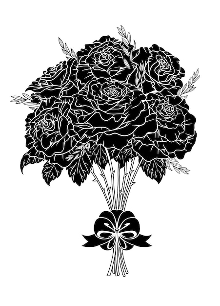 Rose Bouquet Flower Hand Drawn Illustration