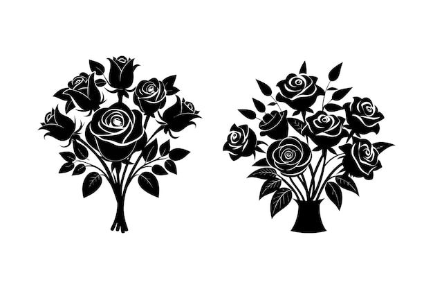 Vector rose bouquet silhouette vector art