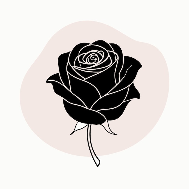 Vector rose bud black silhouette on white background vector illustration line circuit