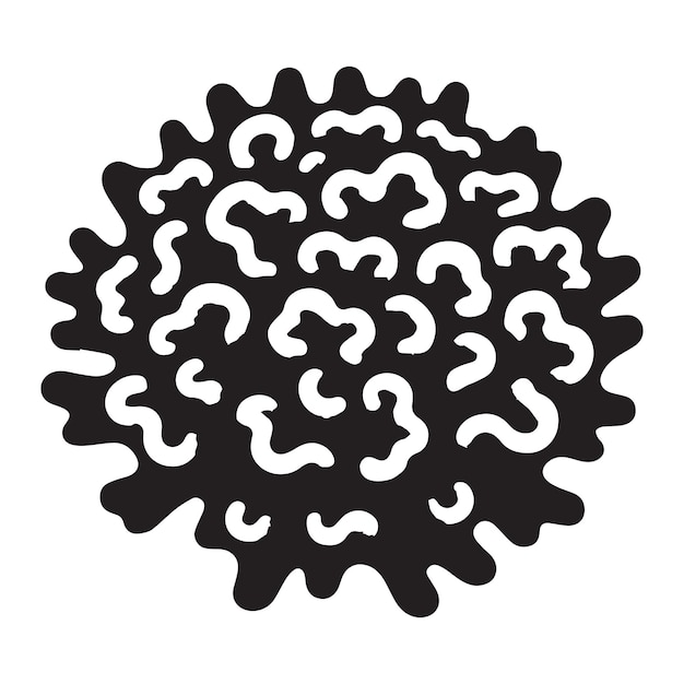 Rose Coral vector illustration in black and white