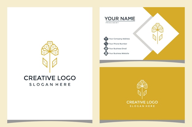 Rose and diamond design logo template with business card design