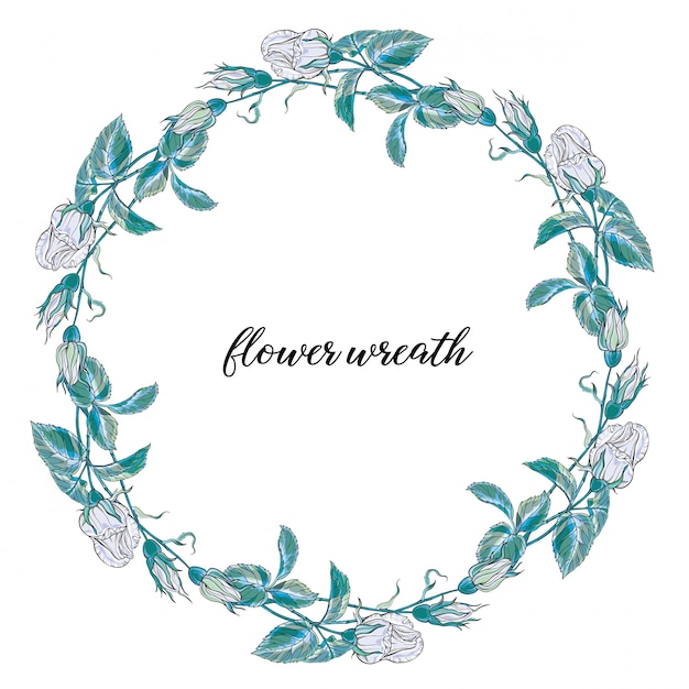 Rose. Floral wreath. Romantic tender wreath.