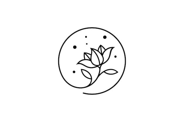 Rose flower art style logo with circle shape