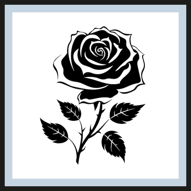 Rose Flower Black and White Silhouette Vector