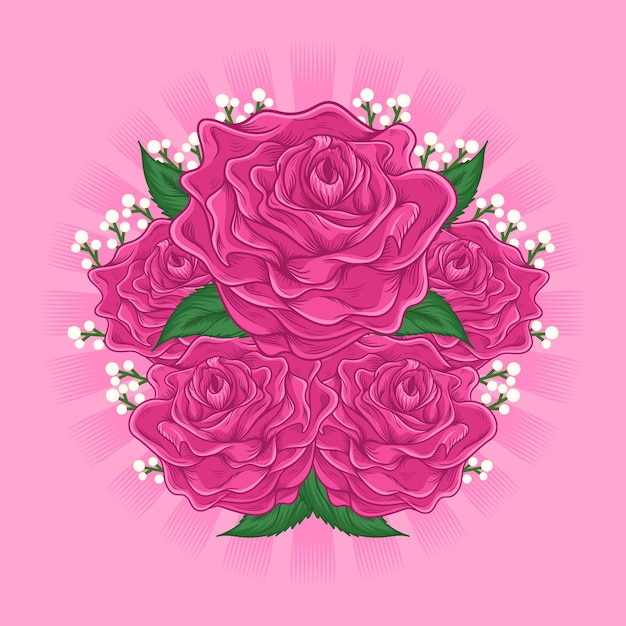 Rose flower cartoon  illustration  