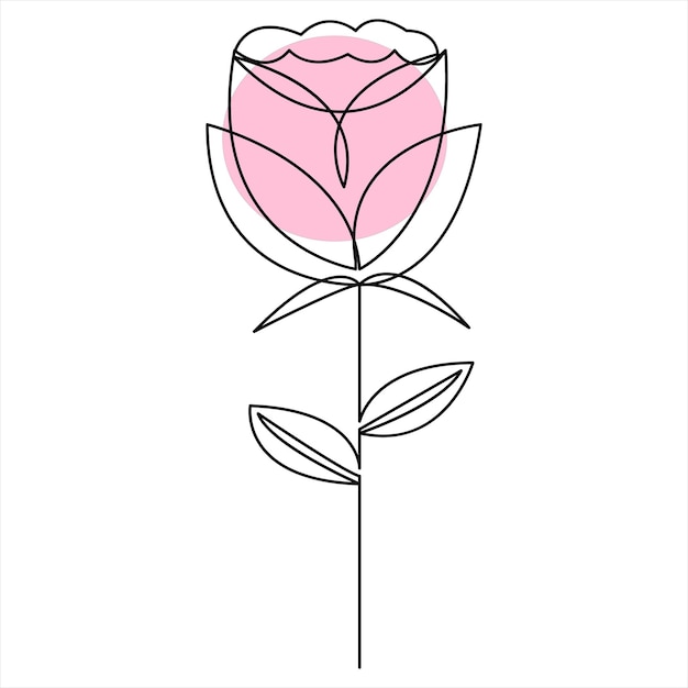 Rose flower continuous single line art drawing outline vector illustration minimalist design