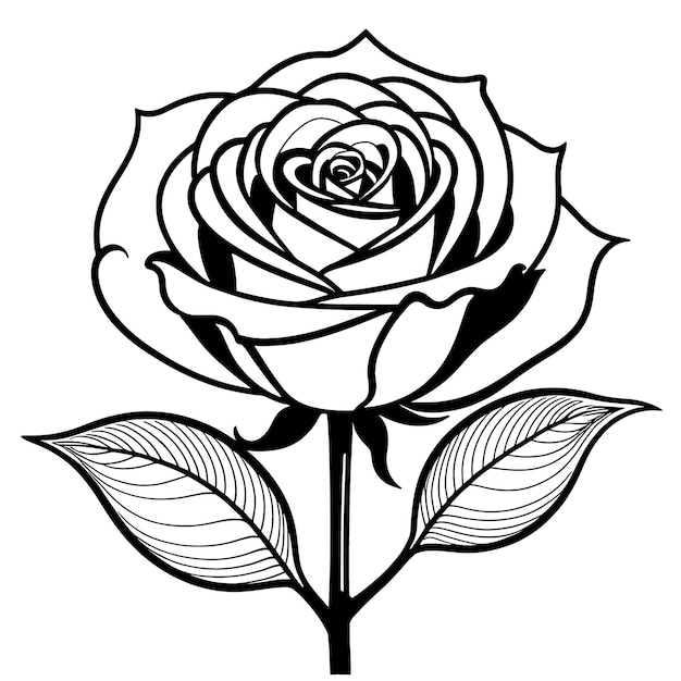 Rose flower digital coloring page for childrens and adults