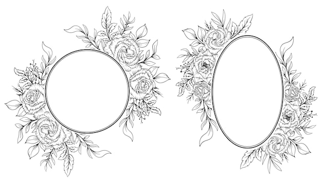 Rose flower frame outline decoration