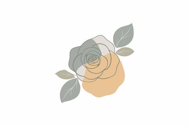 Rose flower line art Minimalist outline illustration