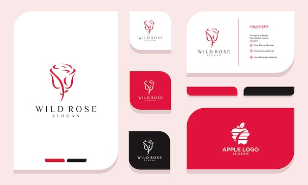 rose flower logo design and business card