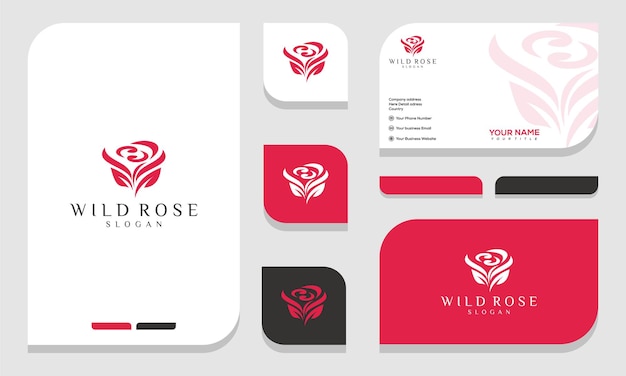 rose flower logo design and business card