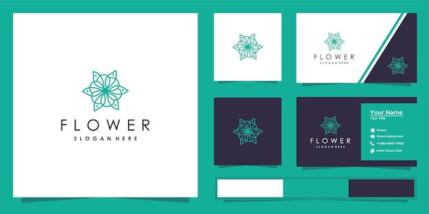 Rose flower outline logo design  and business card