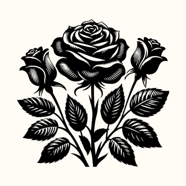 Rose Flower Silhouette Vector Illustration