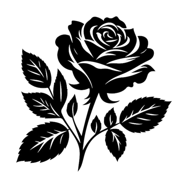 Rose flower Silhouette vector illustration