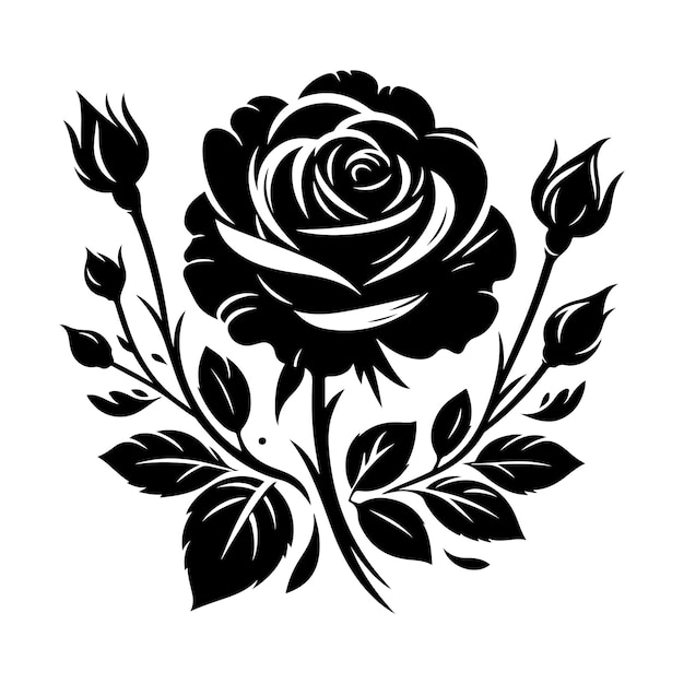 Rose flower Silhouette vector illustration