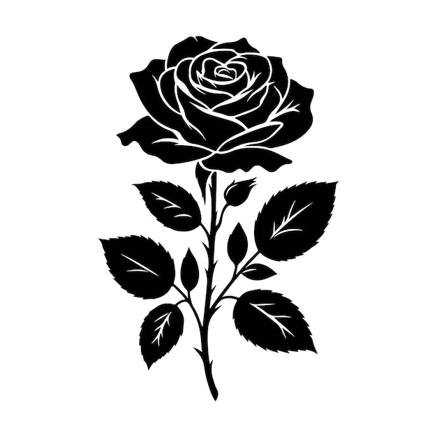 Rose flower Silhouette vector illustration