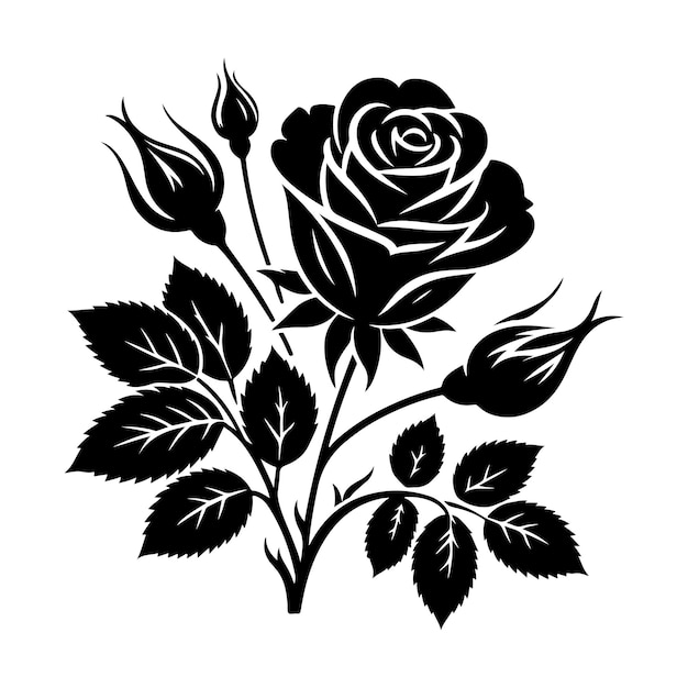 Rose flower Silhouette vector illustration