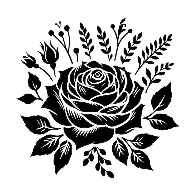 Rose flower Silhouette vector illustration