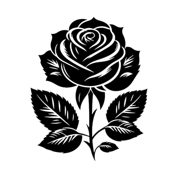 Rose flower Silhouette vector illustration