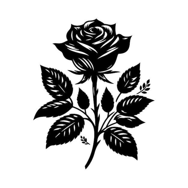 Rose flower Silhouette vector illustration