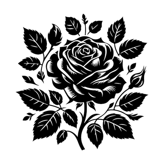 Rose flower Silhouette vector illustration