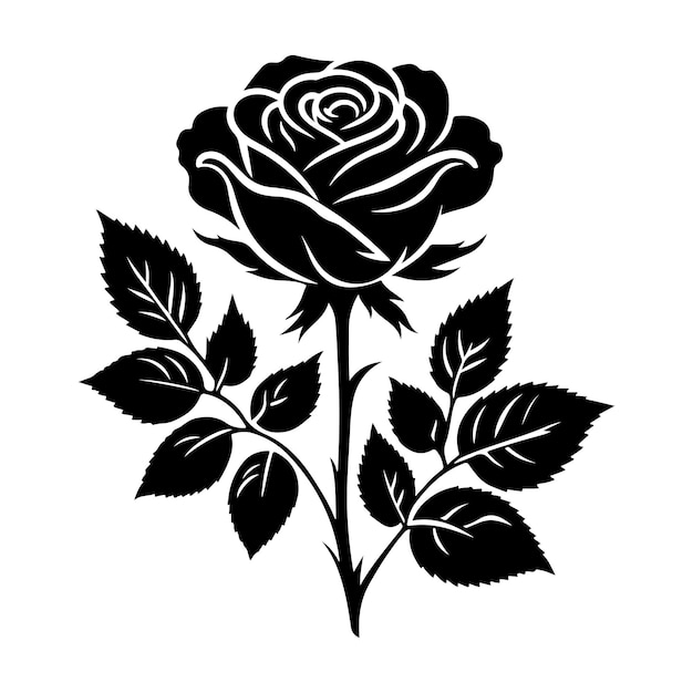 Rose flower Silhouette vector illustration