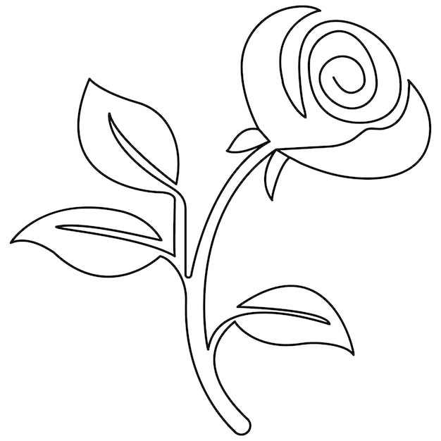 Rose flower single line art continuous one line drawing of Isolated