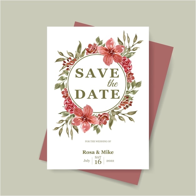 Rose flower watercolor wedding invitation set