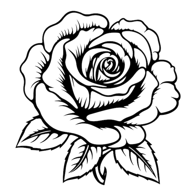 Rose flower woodcut print style vector