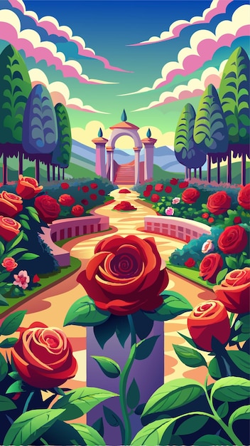 Rose Garden Art Illustration