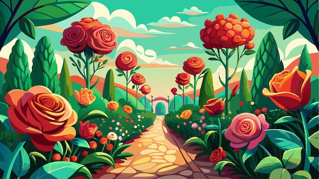 Rose Garden design background Illustration