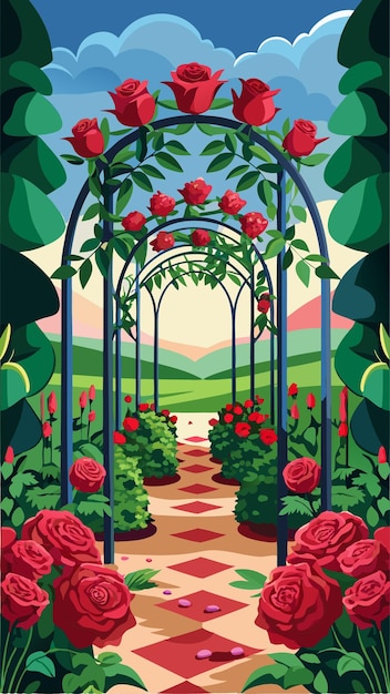 Rose Garden design background Illustration