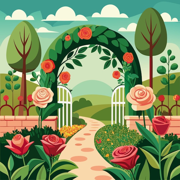 Rose Garden design background Illustration