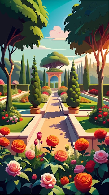 Rose Garden design background Illustration