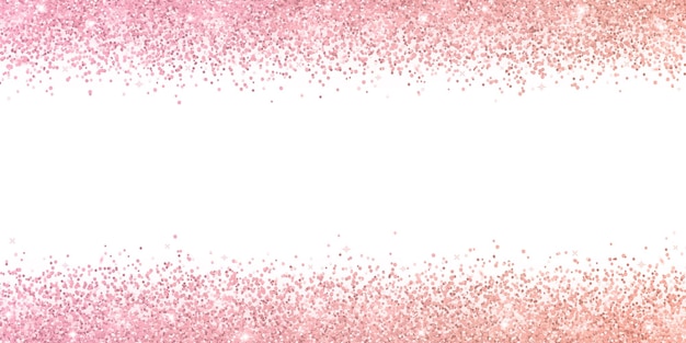 Rose gold border glitter with color effect on white background. Vector illustration